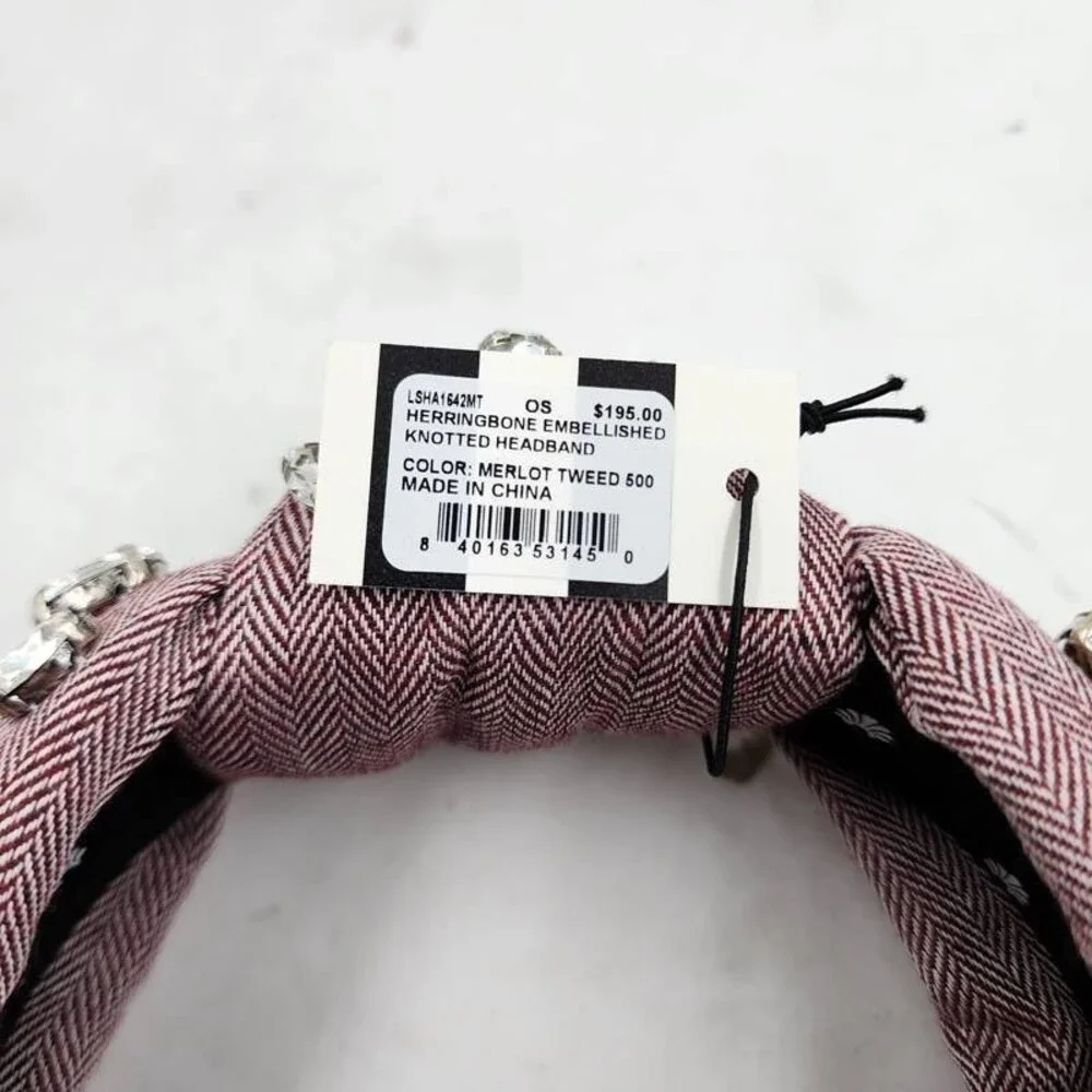 Lele Sadoughi Herringbone Embellished Knotted Headband Women's OS Red/Silver